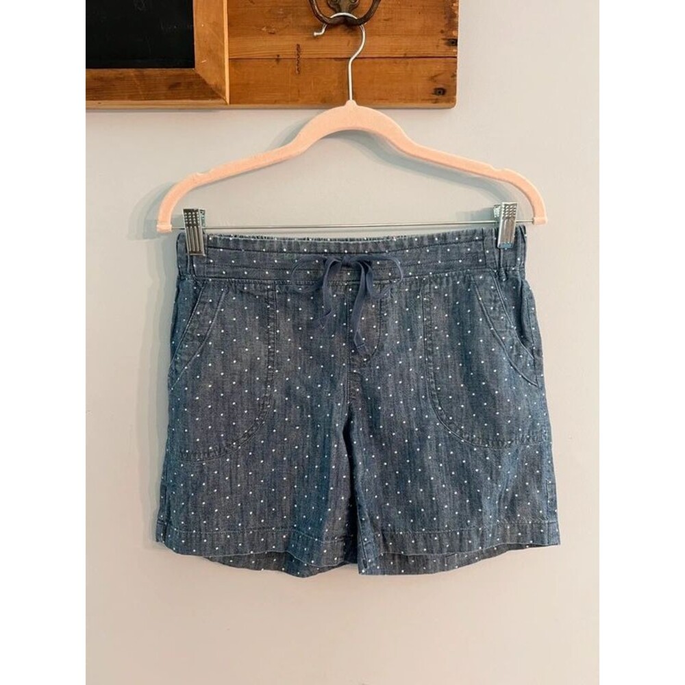 Talbots Jean Chambray Polka Dot Shorts Size US 2, UK 6 Pull On Drawstring